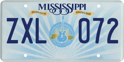 MS license plate ZXL072