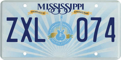 MS license plate ZXL074