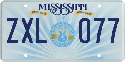MS license plate ZXL077