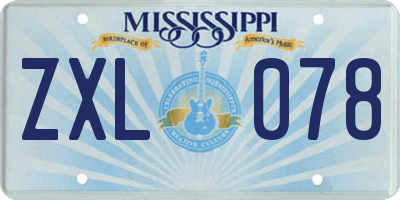 MS license plate ZXL078