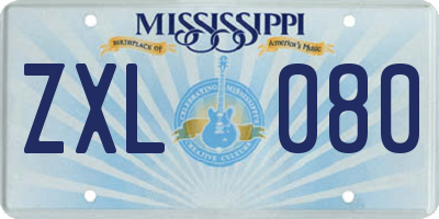 MS license plate ZXL080