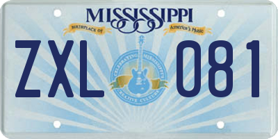 MS license plate ZXL081