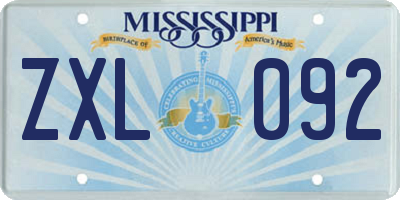 MS license plate ZXL092