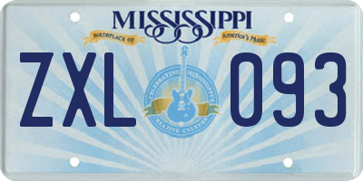 MS license plate ZXL093