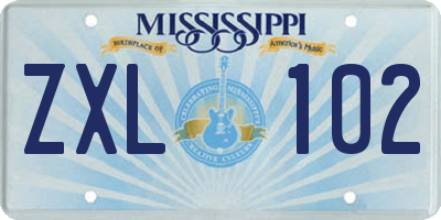 MS license plate ZXL102