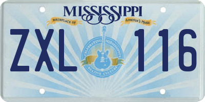 MS license plate ZXL116