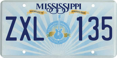MS license plate ZXL135