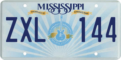 MS license plate ZXL144