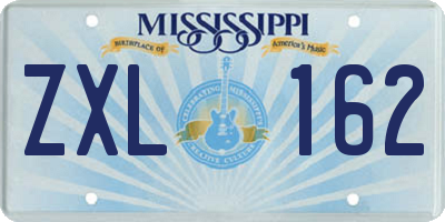 MS license plate ZXL162
