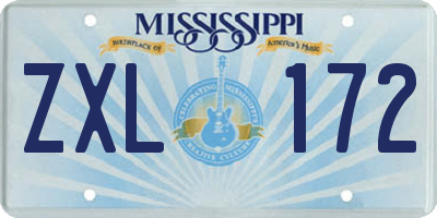 MS license plate ZXL172