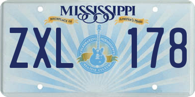 MS license plate ZXL178