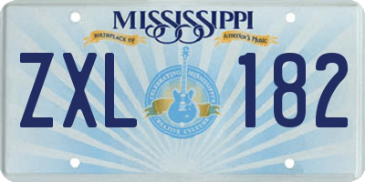 MS license plate ZXL182