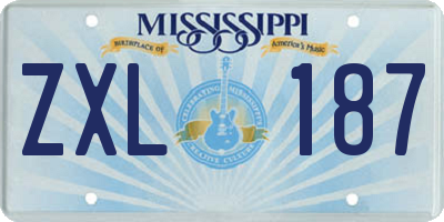 MS license plate ZXL187