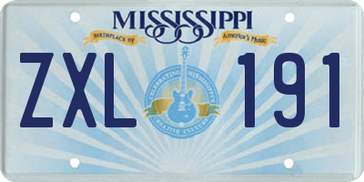 MS license plate ZXL191