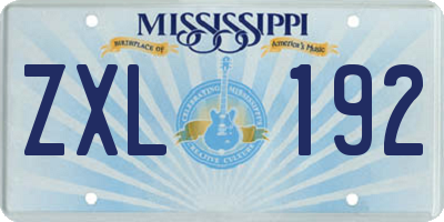 MS license plate ZXL192