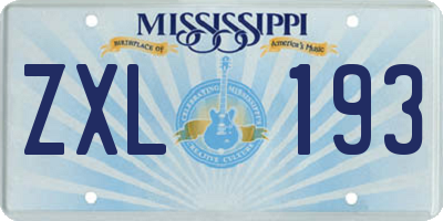 MS license plate ZXL193