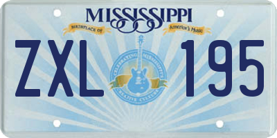 MS license plate ZXL195