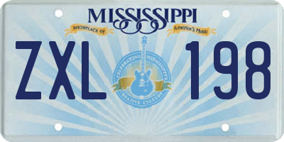 MS license plate ZXL198