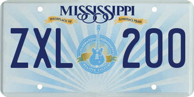 MS license plate ZXL200