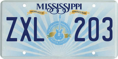 MS license plate ZXL203