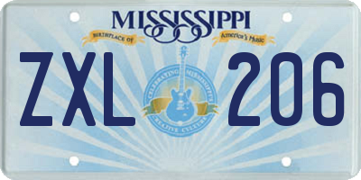 MS license plate ZXL206
