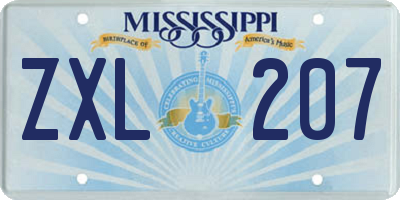 MS license plate ZXL207