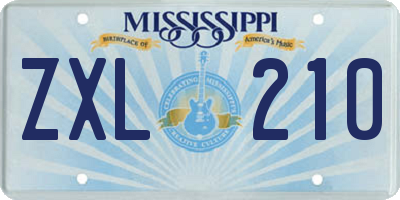 MS license plate ZXL210