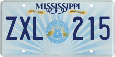 MS license plate ZXL215