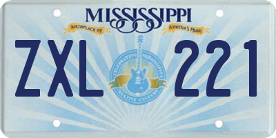 MS license plate ZXL221