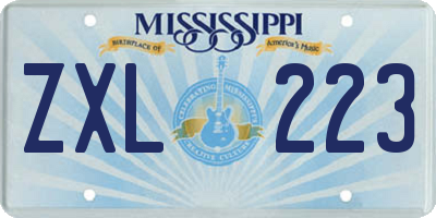 MS license plate ZXL223