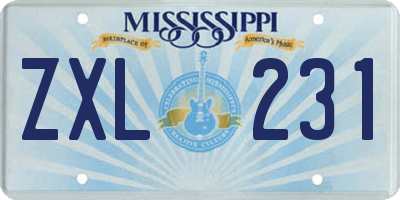 MS license plate ZXL231