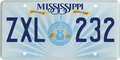 MS license plate ZXL232