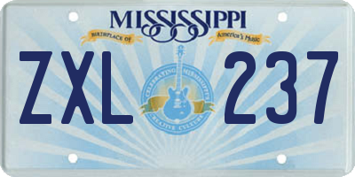 MS license plate ZXL237
