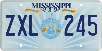 MS license plate ZXL245