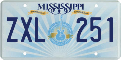 MS license plate ZXL251