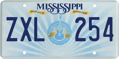 MS license plate ZXL254
