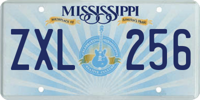 MS license plate ZXL256