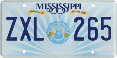 MS license plate ZXL265