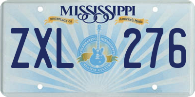 MS license plate ZXL276