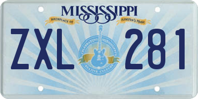 MS license plate ZXL281