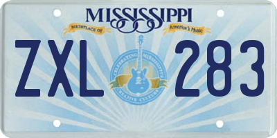 MS license plate ZXL283