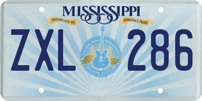 MS license plate ZXL286