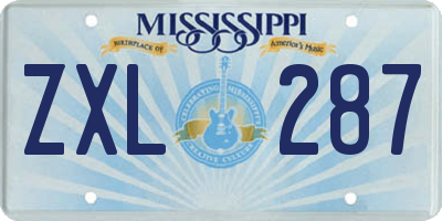 MS license plate ZXL287