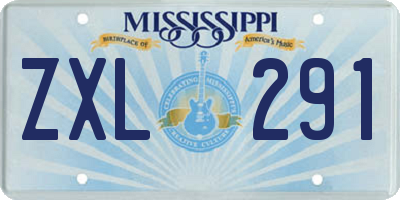 MS license plate ZXL291