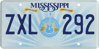 MS license plate ZXL292