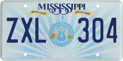 MS license plate ZXL304