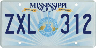 MS license plate ZXL312
