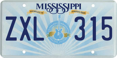 MS license plate ZXL315