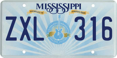 MS license plate ZXL316