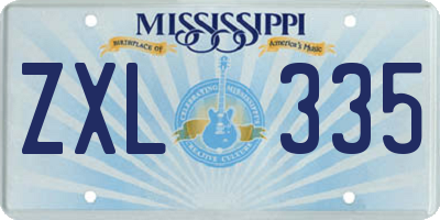 MS license plate ZXL335